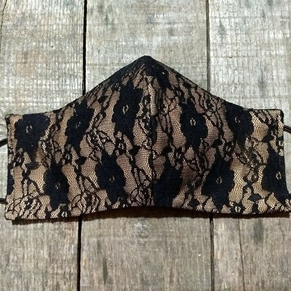 Lace Black Sexy Face Mask Cover Handmade Nu Goth - Picture 2 of 3